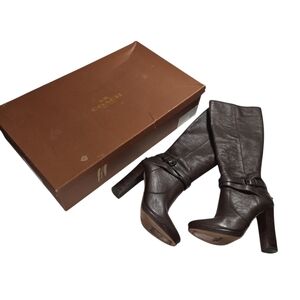 Coach Angelina Chestnut Leather Knee High Boots Size 10 M